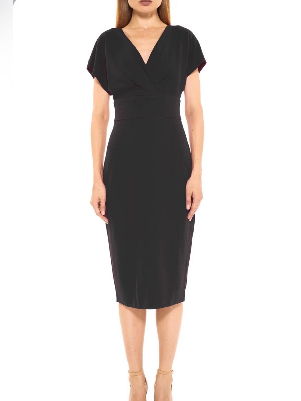 Alexia Admor Naomi V Neck Sheath Dress Size Large Black